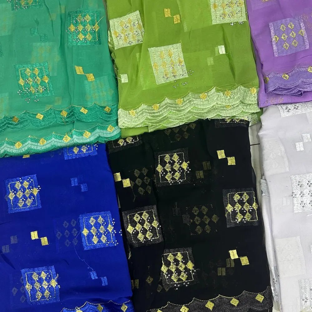 Elegant African Chiffon Hijab for Women – Embroidered Pashmina Shawl Headscarf - Free Delivery Worldwide only at Flexi Africa