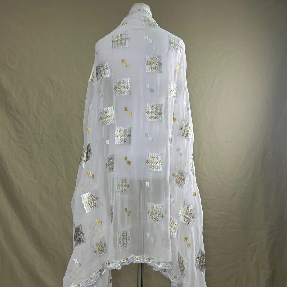 Elegant African Chiffon Hijab for Women – Embroidered Pashmina Shawl Headscarf - Free Delivery Worldwide only at Flexi Africa