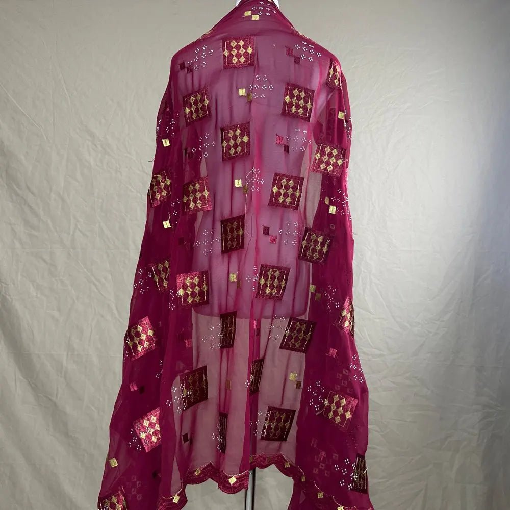 Elegant African Chiffon Hijab for Women – Embroidered Pashmina Shawl Headscarf - Free Delivery Worldwide only at Flexi Africa