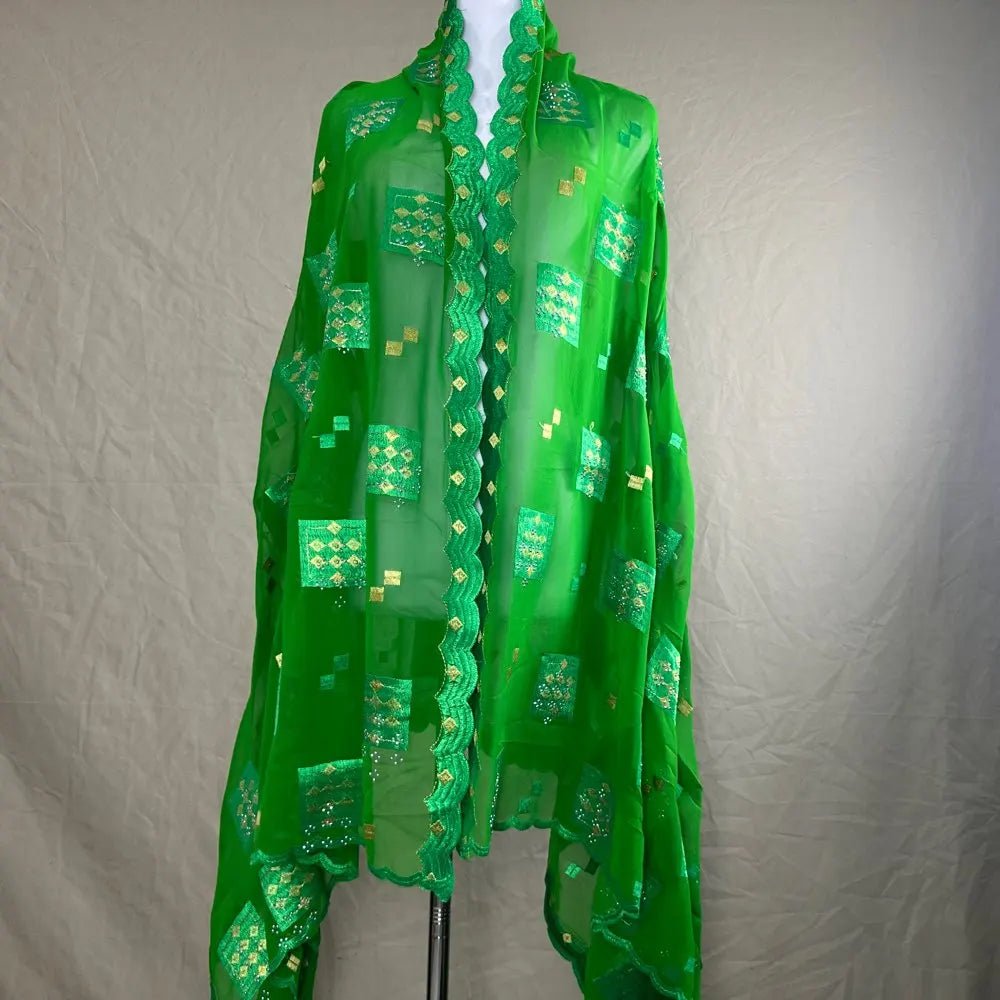 Elegant African Chiffon Hijab for Women – Embroidered Pashmina Shawl Headscarf - Free Delivery Worldwide only at Flexi Africa