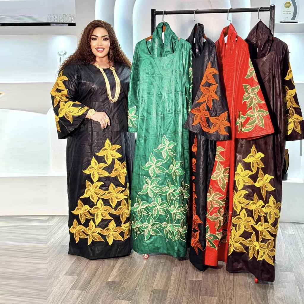 Elegant African Embroidered Abaya for Women – Plus Size Church & Formal Dress - Free Delivery Worldwide only at Flexi Africa