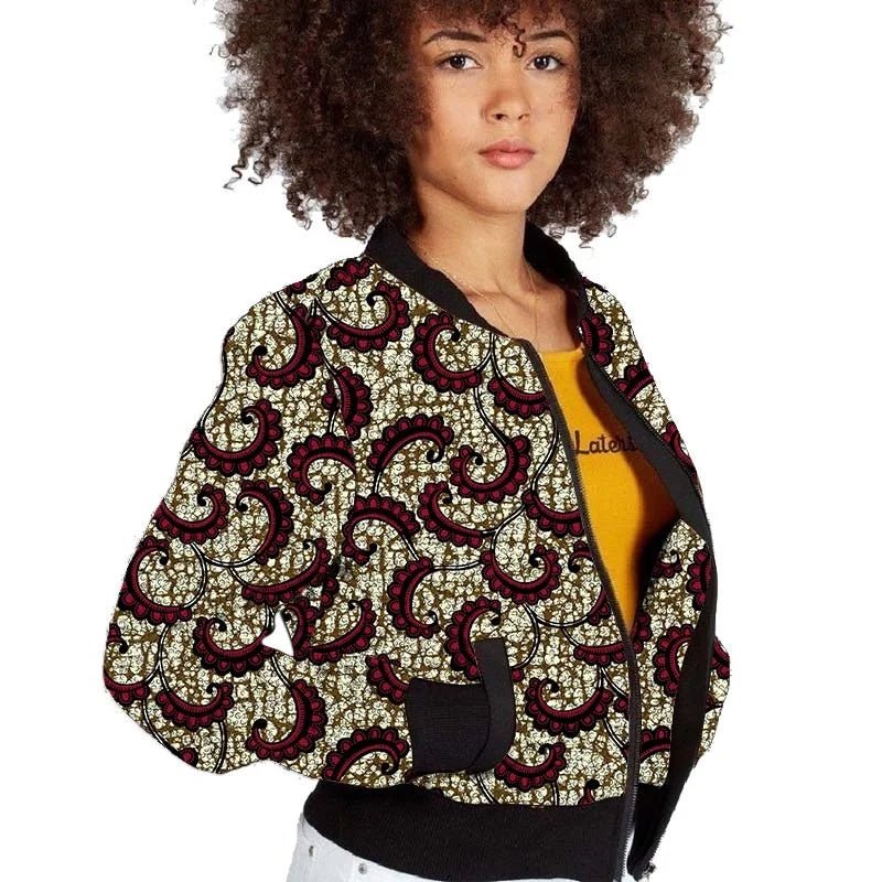 Elegant African-Inspired Women's Bomber Jacket: Colorful Statement Piece for Stylish Comfort - Flexi Africa - Flexi Africa offers Free Delivery Worldwide - Vibrant African traditional clothing showcasing bold prints and intricate designs