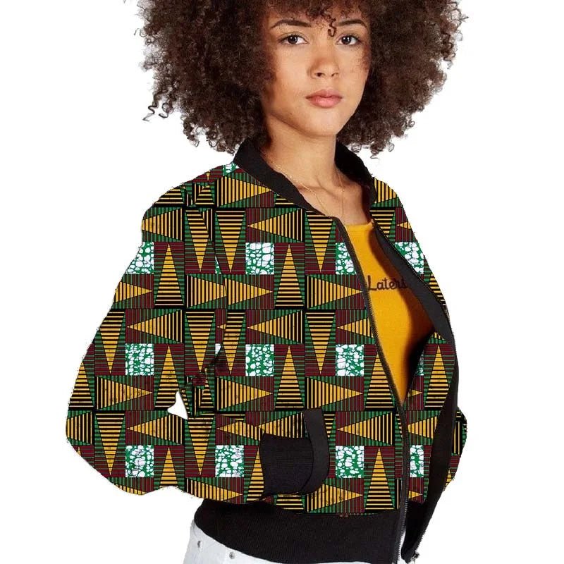 Elegant African-Inspired Women's Bomber Jacket: Colorful Statement Piece for Stylish Comfort - Flexi Africa FREE POST