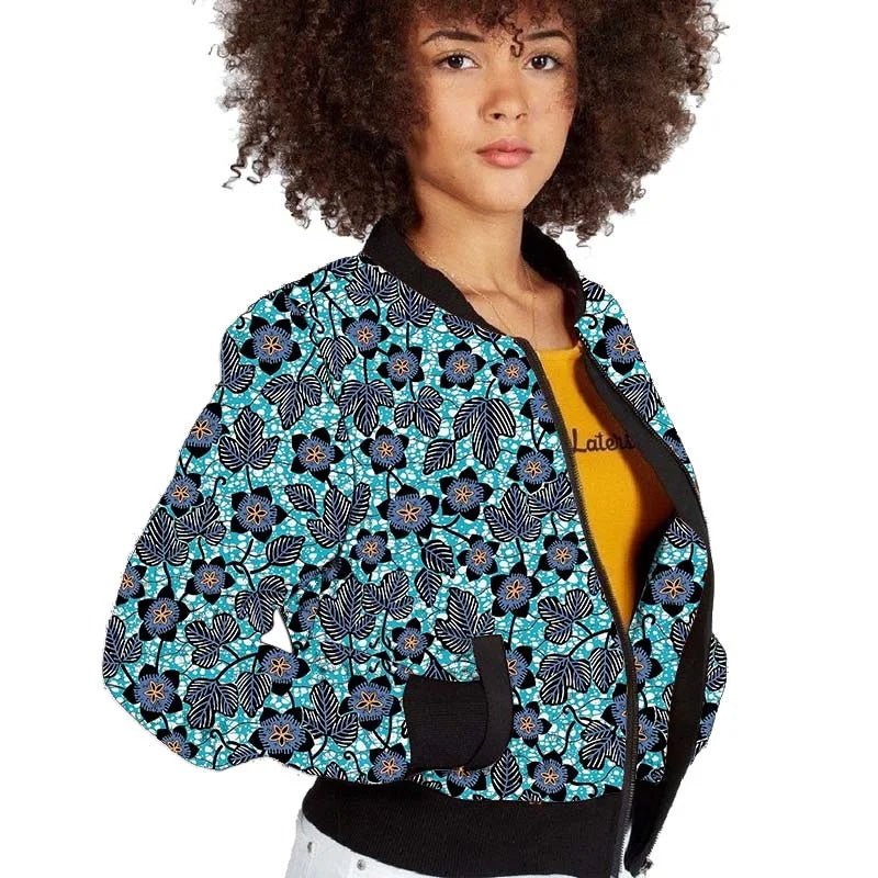 Elegant African-Inspired Women's Bomber Jacket: Colorful Statement Piece for Stylish Comfort - Flexi Africa - Flexi Africa offers Free Delivery Worldwide - Vibrant African traditional clothing showcasing bold prints and intricate designs