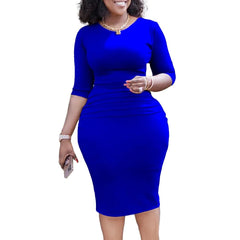Elegant African Knee - Length Dress – 3/4 Sleeve Summer Dress for Women - Free Delivery Worldwide only at Flexi Africa