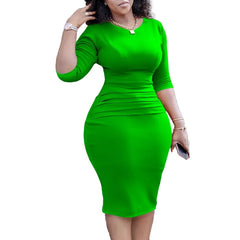 Elegant African Knee - Length Dress – 3/4 Sleeve Summer Dress for Women - Free Delivery Worldwide only at Flexi Africa