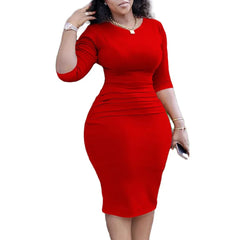 Elegant African Knee - Length Dress – 3/4 Sleeve Summer Dress for Women - Free Delivery Worldwide only at Flexi Africa