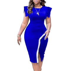 Elegant African Knee - Length Dress for Women – Short Sleeve Party Dress - Free Delivery Worldwide only at Flexi Africa