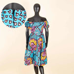 Elegant African Midi Dress – High - Waist Ankara Fashion Wear with Short Sleeves - Free Delivery Worldwide only at Flexi Africa
