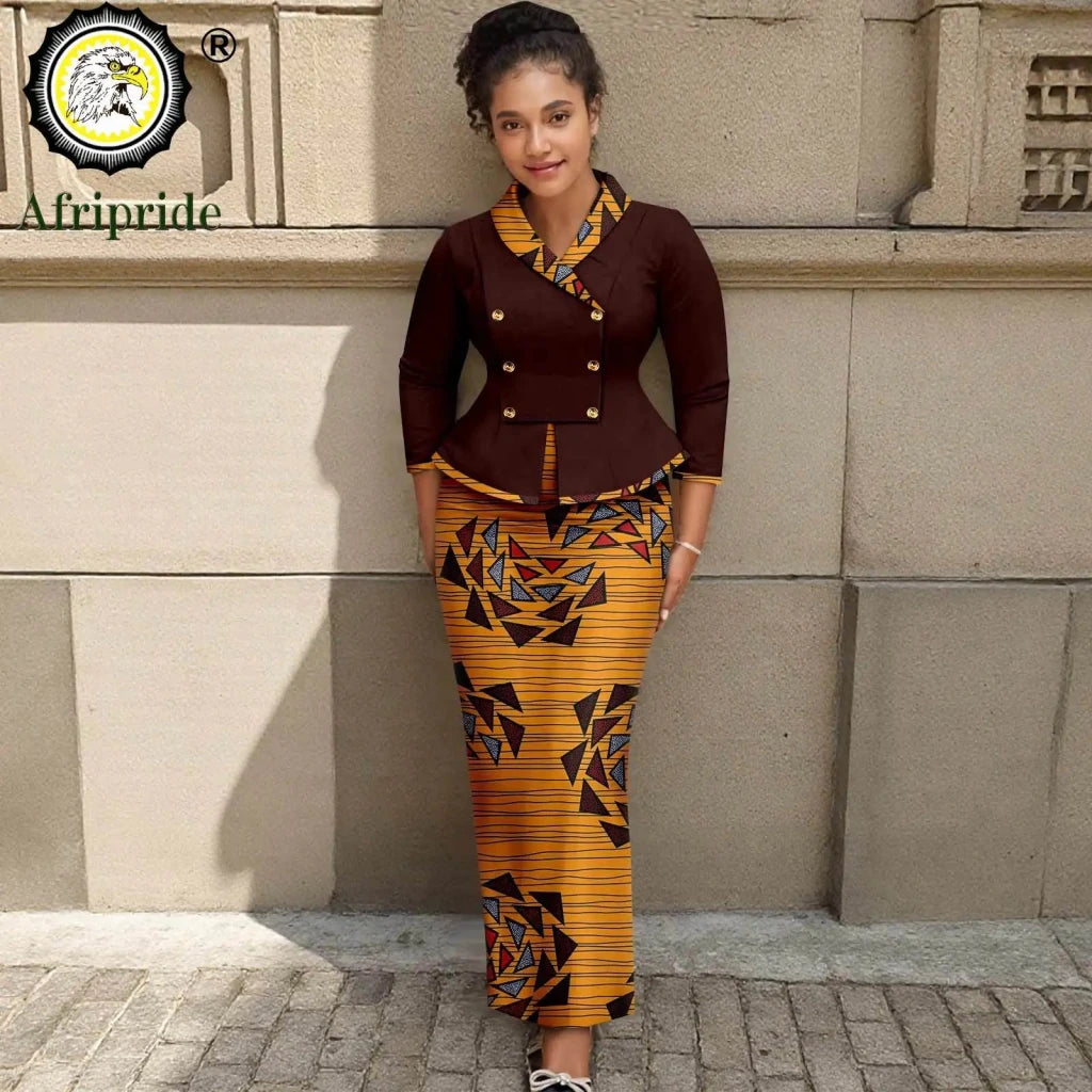 Elegant African Print 2PC Suit – Structured Blazer & High - Waisted Skirt - Free Delivery Worldwide only at Flexi Africa