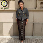 Elegant African Print 2PC Suit – Structured Blazer & High - Waisted Skirt - Free Delivery Worldwide only at Flexi Africa