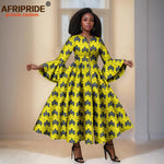 Elegant African Print Long Dress – Flare Sleeve Dashiki Maxi Style for Women - Free Delivery Worldwide only at Flexi Africa
