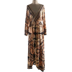 Elegant African Print Long Dress for Women – Sexy Vintage Party Fashion - Free Delivery Worldwide only at Flexi Africa