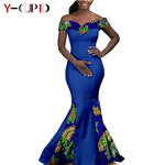 Elegant African Wedding Couple Outfits – Women's Slim Fit Mermaid Dress & Men's Bazin Riche Jacket Pant Set with Hat - Free Delivery Worldwide only at Flexi Africa