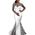 Elegant African Wedding Couple Outfits – Women's Slim Fit Mermaid Dress & Men's Bazin Riche Jacket Pant Set with Hat - Free Delivery Worldwide only at Flexi Africa