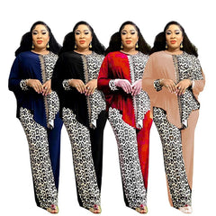 Elegant Autumn Matching Set: Long Sleeve O - neck Top and Pants for Plus Size Women - Free Delivery Worldwide only at Flexi Africa