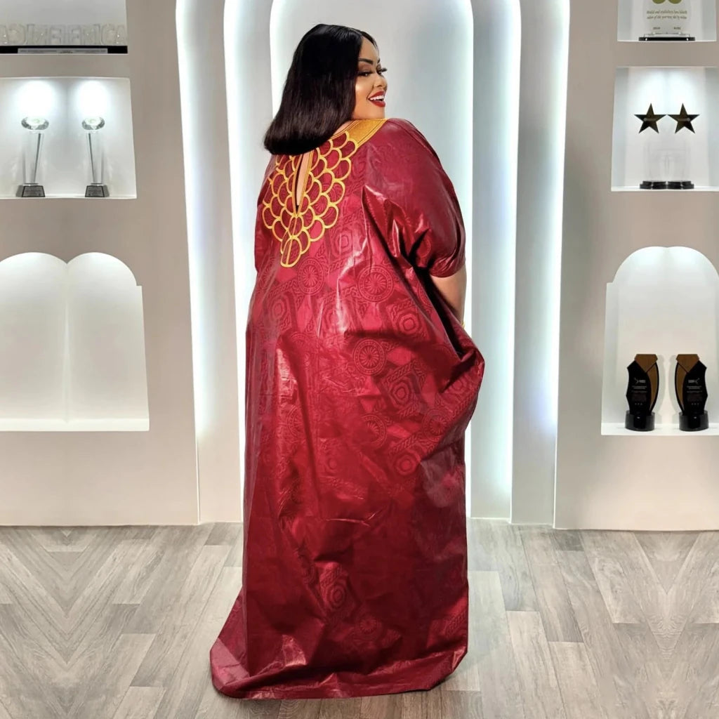 Elegant Embroidered African Abaya Dress for Women – Plus Size Party & Church Wear - Free Delivery Worldwide only at Flexi Africa