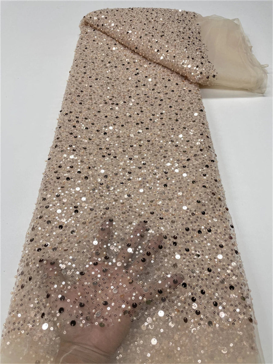 Elegant Lace Fabric – French Tulle Net with Sequins for Bridal and Special Gowns - Free Worldwide only at Flexi Africa