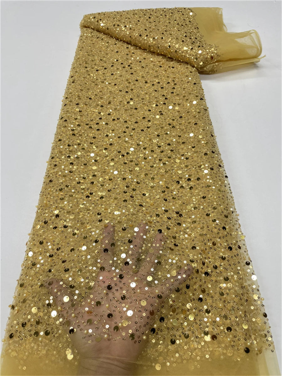 Elegant Lace Fabric – French Tulle Net with Sequins for Bridal and Special Occasion Gowns - Free Delivery Worldwide only at Flexi Africa
