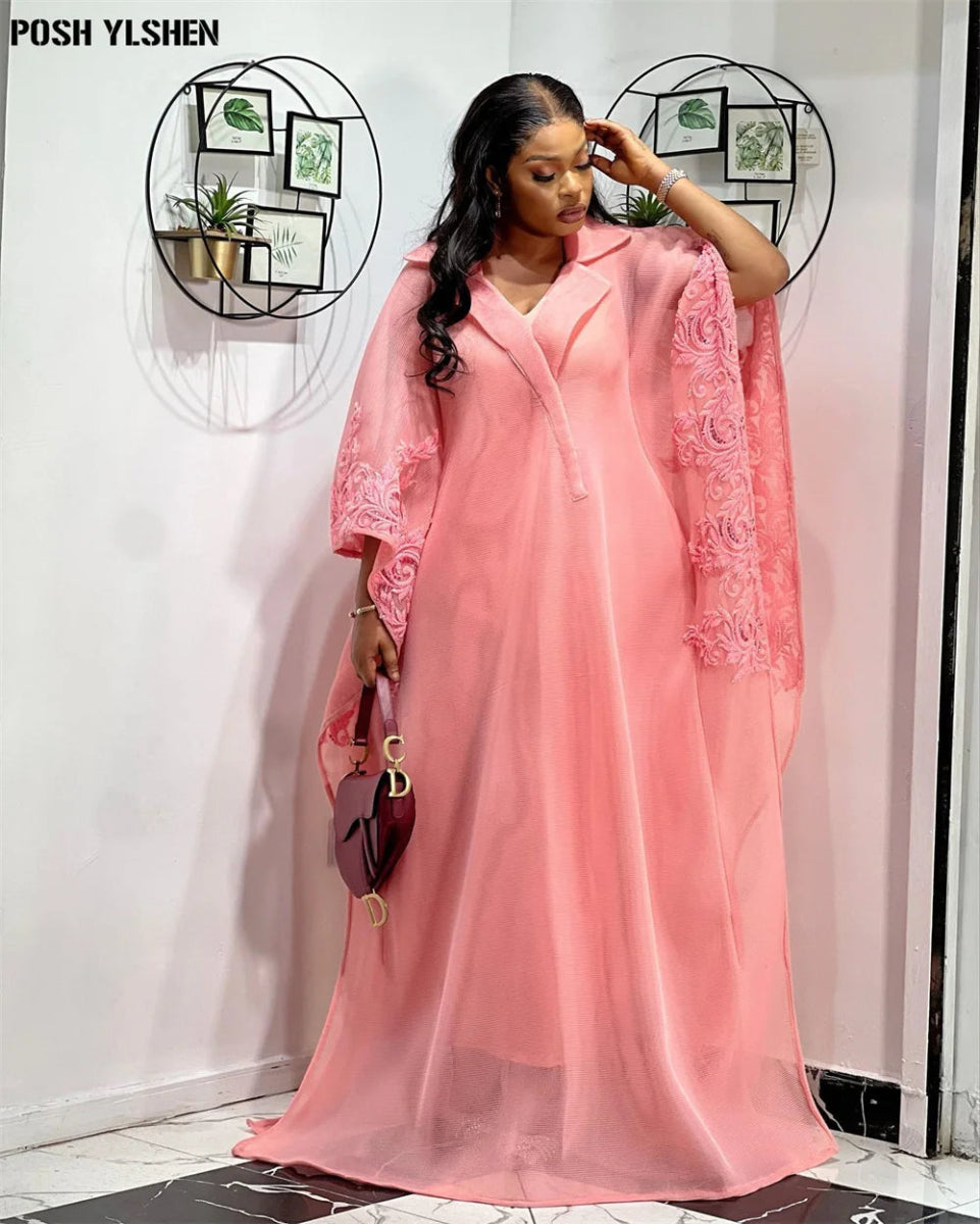 Elegant Plus Size African Abaya Dress – Traditional Nigerian Embroidered Kaftan Robe for Women - Free Delivery Worldwide only at Flexi Africa