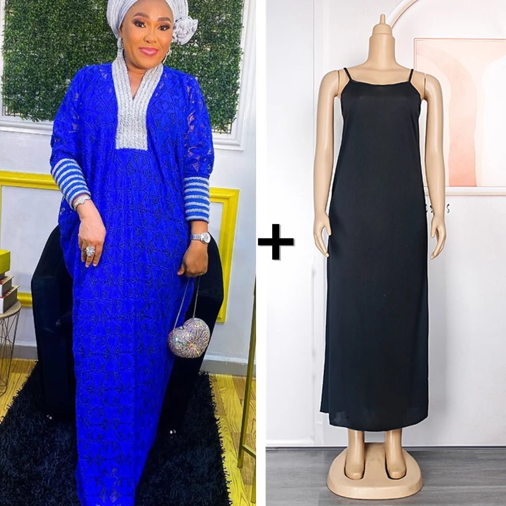 Elegant Plus - Size African Dress for Women – Traditional Dashiki Lace Boubou Gown for Weddings and Occasions (Maxi Dress) - Free Delivery Worldwide only at Flexi Africa