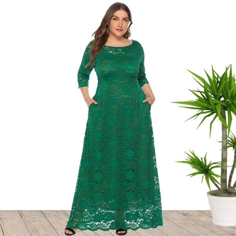 African Dresses for Women Elegant Lace Wedding Party Evening Maxi Dress Dashiki Africa Clothing - Free Delivery Worldwide