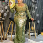 Elegant Plus Size African Party Dress – Dashiki Sequin Wedding Maxi Gown - Free Delivery Worldwide only at Flexi Africa