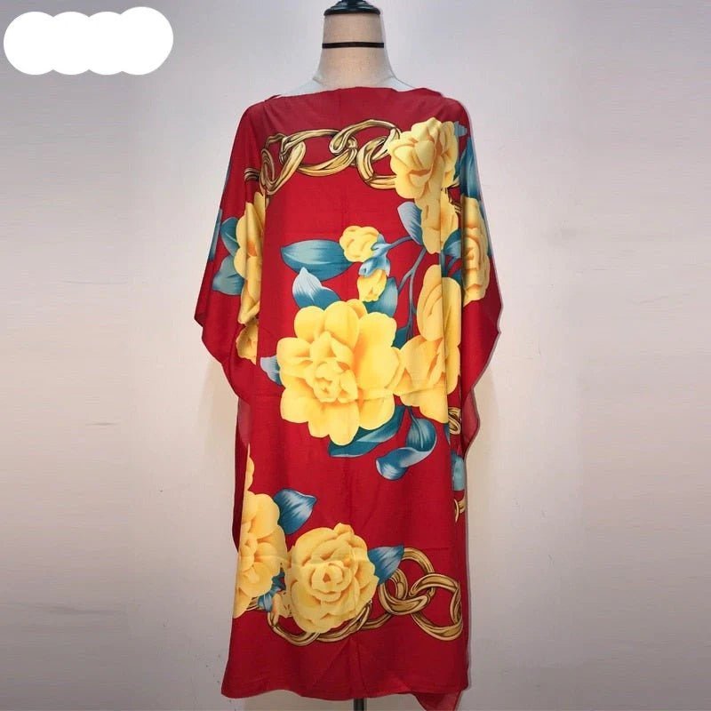 Exquisite African Fashion: Printed Kaftan Maxi Dresses for Effortless Style - Free Delivery Worldwide only at Flexi Africa