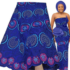 Exquisite Nigerian Party Stone Embroidery Gown: Fashion's 100% Cotton Voile Lace Fabric 2.5 Yards - Flexi Africa