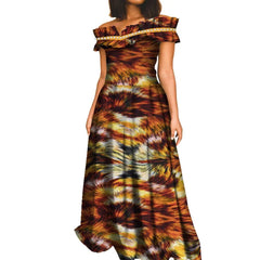 Fashion African Dresses for Women Slash Neck Ankara Dress African Print Long Dashiki Dress Bazin Riche African Maxi Dress WY8409 - Free Delivery Worldwide only at Flexi Africa