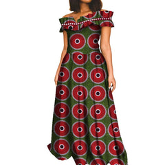 Fashion African Dresses for Women Slash Neck Ankara Dress African Print Long Dashiki Dress Bazin Riche African Maxi Dress WY8409 - Free Delivery Worldwide only at Flexi Africa