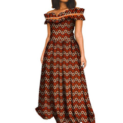 Fashion African Dresses for Women Slash Neck Ankara Dress African Print Long Dashiki Dress Bazin Riche African Maxi Dress WY8409 - Free Delivery Worldwide only at Flexi Africa