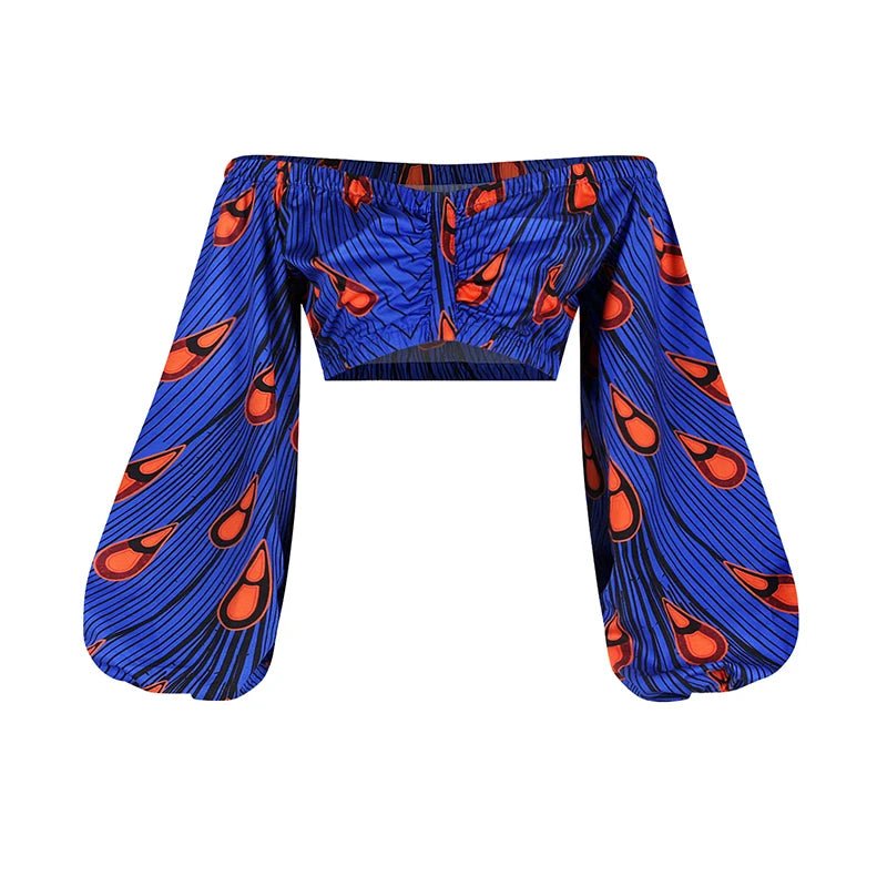 Buy 2PC Fashion African Women Set Slash-neck Long Sleeve Tops +High Slit Maxi Skirt Suit for only $10.83 at Flexi Africa!
