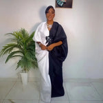 Fashion boubou africain femme Color blocking african dress Embroidery decoration africa clothing - Free Delivery Worldwide only at Flexi Africa