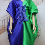 Fashion boubou africain femme Color blocking african dress Embroidery decoration africa clothing - Free Delivery Worldwide only at Flexi Africa