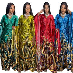 Fashion in 2025 african dress woman Printed fabric new in dresses Loose With a belt african dresses for woman - Free Delivery Worldwide only at Flexi Africa