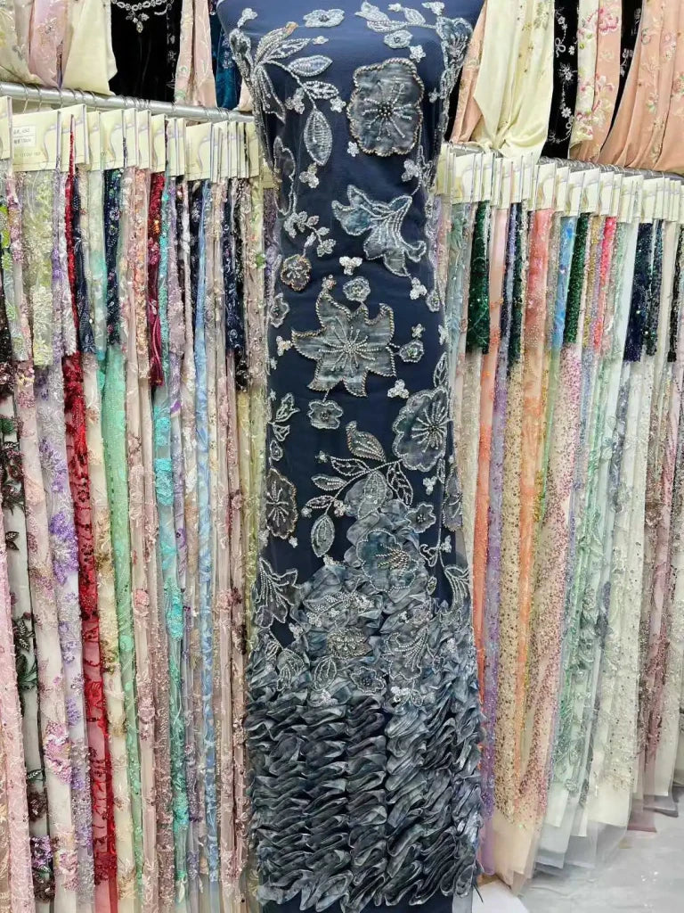 Flower Fabric Nigerian African Fabric for Couture Sewing – Wedding, Evening & Prom Dress - Free Delivery Worldwide only at Flexi Africa