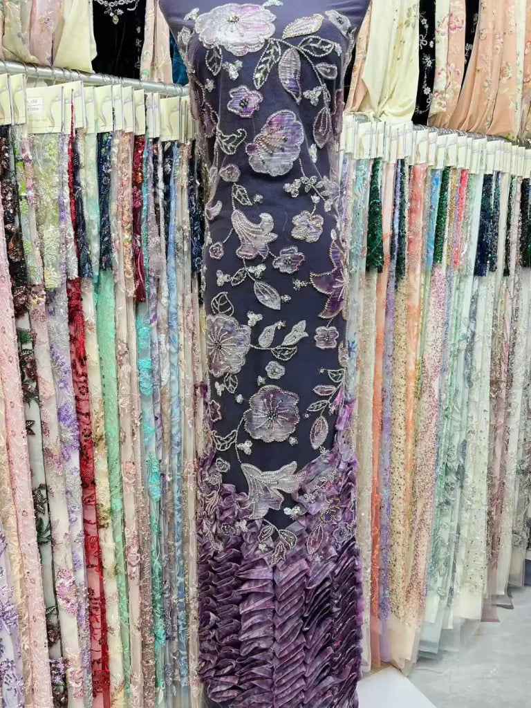 Flower Fabric Nigerian African Fabric for Couture Sewing – Wedding, Evening & Prom Dress - Free Delivery Worldwide only at Flexi Africa