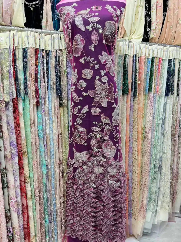 Flower Fabric Nigerian African Fabric for Couture Sewing – Wedding, Evening & Prom Dress - Free Delivery Worldwide only at Flexi Africa