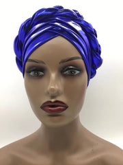 Forehead Braids Turban Cap Shimmering African Headtie, Head Wraps, Muslim Headscarf, Bonnet Ready Hijab Hat - Flexi Africa