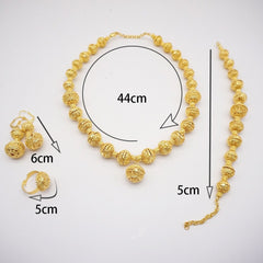 Gold Necklace Set for Women: Ideal for Nigerian African Weddings Complete with Earrings Rings - Flexi Africa