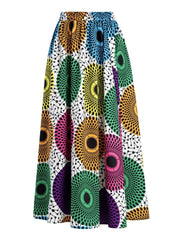 Graphic Print Elastic Waist Skirt, Elegant Flared Maxi Skirt For Spring & Summer - Free Delivery Worldwide only at Flexi Africa