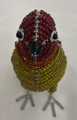 Handmade Beaded Bird Figurine On Wire African Folk Art Finch Statue Gift Idea - Flexi Africa - Flexi Africa offers Free Delivery Worldwide - Vibrant African traditional clothing showcasing bold prints and intricate designs