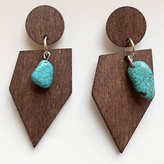 Handmade Zinc Alloy Geometric Wood Earrings - Trendy African Jewelry for Women - Flexi Africa offers Free Delivery Worldwide