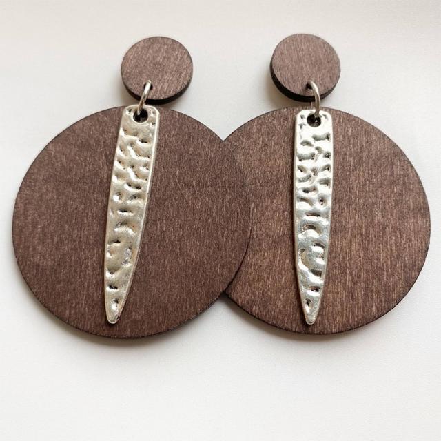 Handmade Zinc Alloy Geometric Wood Earrings - Trendy African Jewelry for Women - Flexi Africa - Flexi Africa offers Free Delivery Worldwide - Vibrant African traditional clothing showcasing bold prints and intricate designs