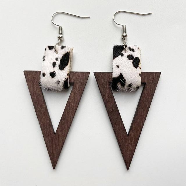 Handmade Zinc Alloy Geometric Wood Earrings - Trendy African Jewelry for Women - Flexi Africa - Flexi Africa offers Free Delivery Worldwide - Vibrant African traditional clothing showcasing bold prints and intricate designs