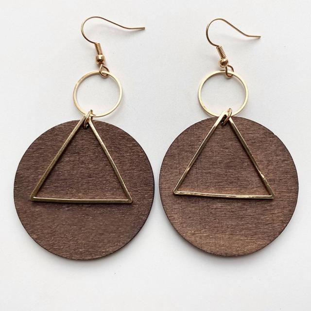 Handmade Zinc Alloy Geometric Wood Earrings - Trendy African Jewelry for Women - Flexi Africa - Flexi Africa offers Free Delivery Worldwide - Vibrant African traditional clothing showcasing bold prints and intricate designs