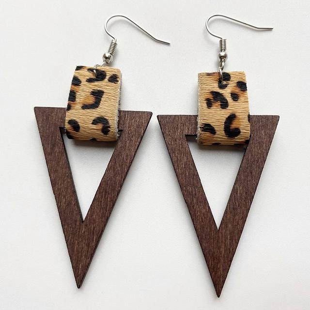 Handmade Zinc Alloy Geometric Wood Earrings - Trendy African Jewelry for Women - Flexi Africa - Flexi Africa offers Free Delivery Worldwide - Vibrant African traditional clothing showcasing bold prints and intricate designs