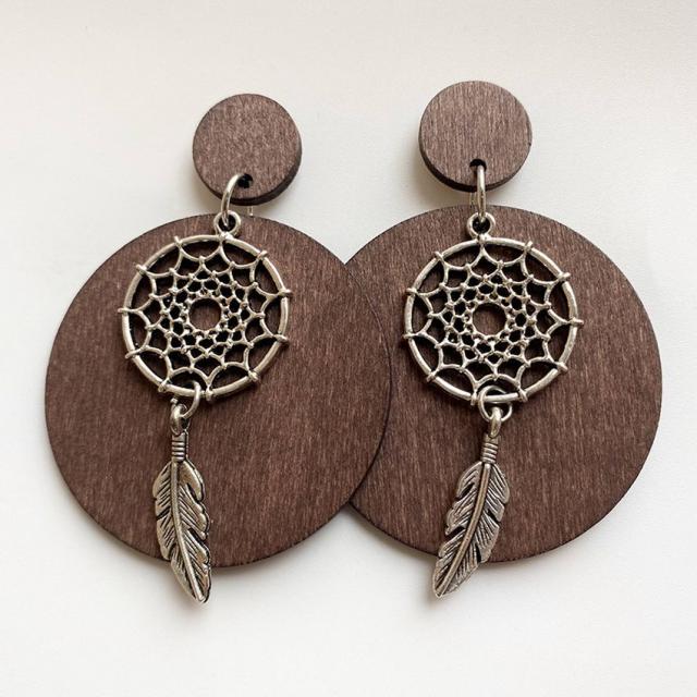 Handmade Zinc Alloy Geometric Wood Earrings - Trendy African Jewelry for Women - Flexi Africa offers Free Delivery Worldwide