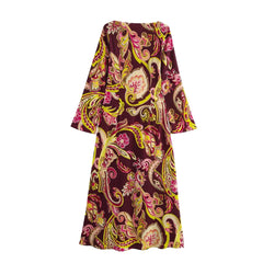 Buy Women's Print Fashion Temperament Round Neck Long Sleeve Midi Long Dress 2459127 for only $6.50 at Flexi Africa!